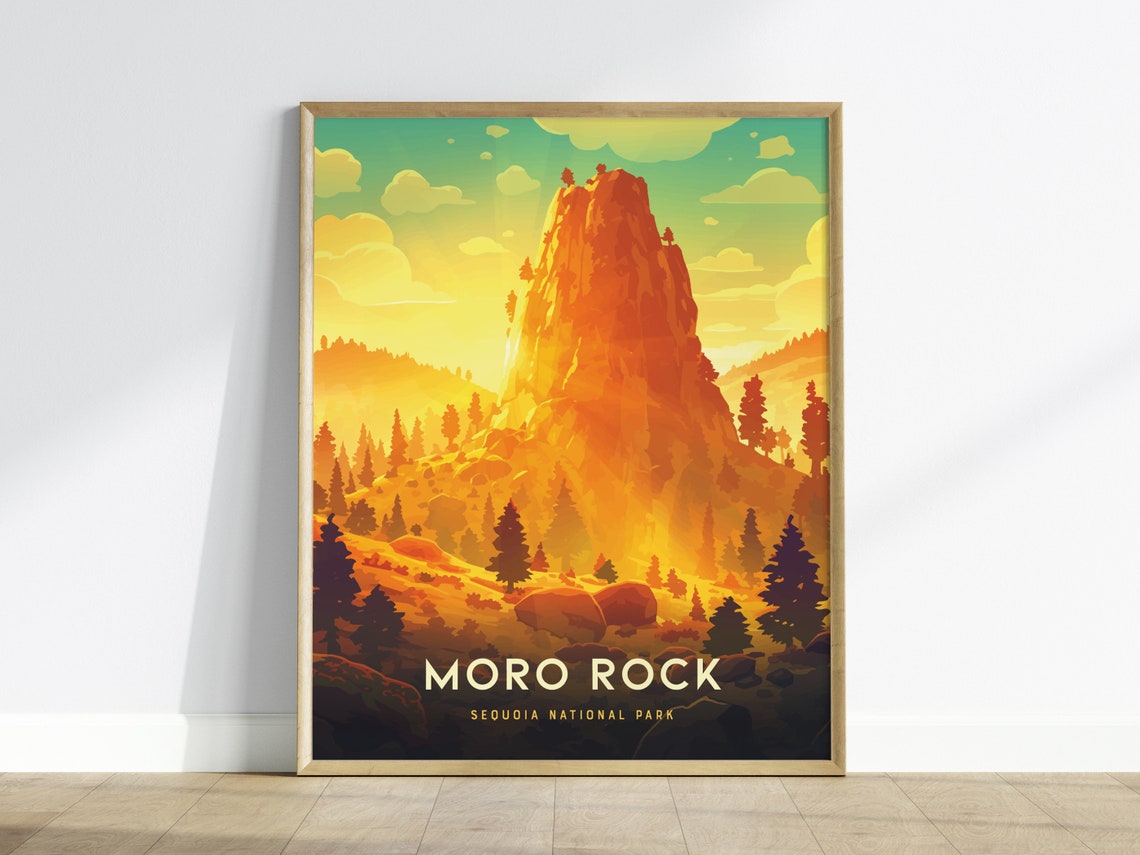 Moro Rock Sequoia National Park Granite Dome Sunset Art Poster