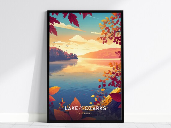 Lake of the Ozarks Missouri Autumn Sunset Lake Fall Travel Poster