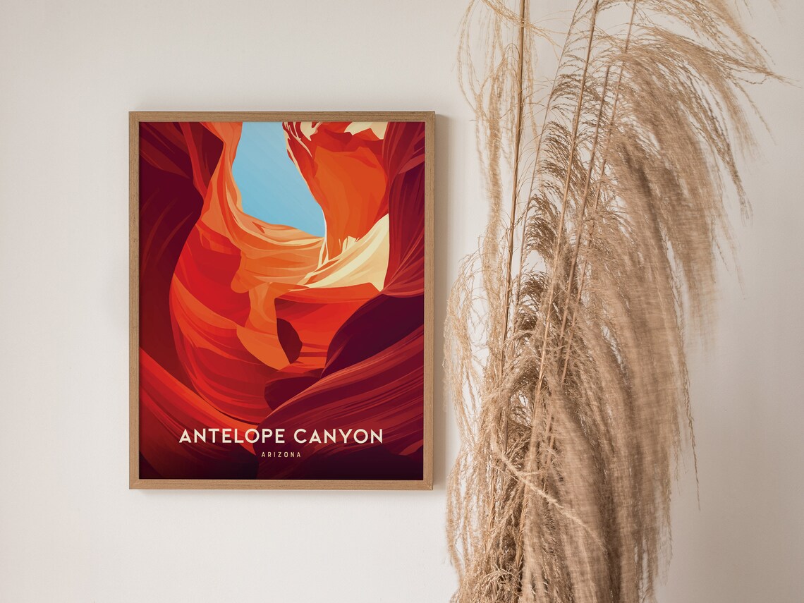 Antelope Canyon Arizona Slot Canyon Red Rock Vintage Travel Poster - Image 3