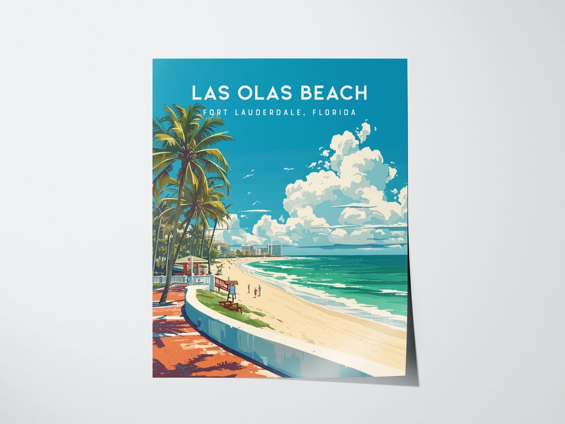 Las Olas Beach Fort Lauderdale Florida Palm Boardwalk Poster