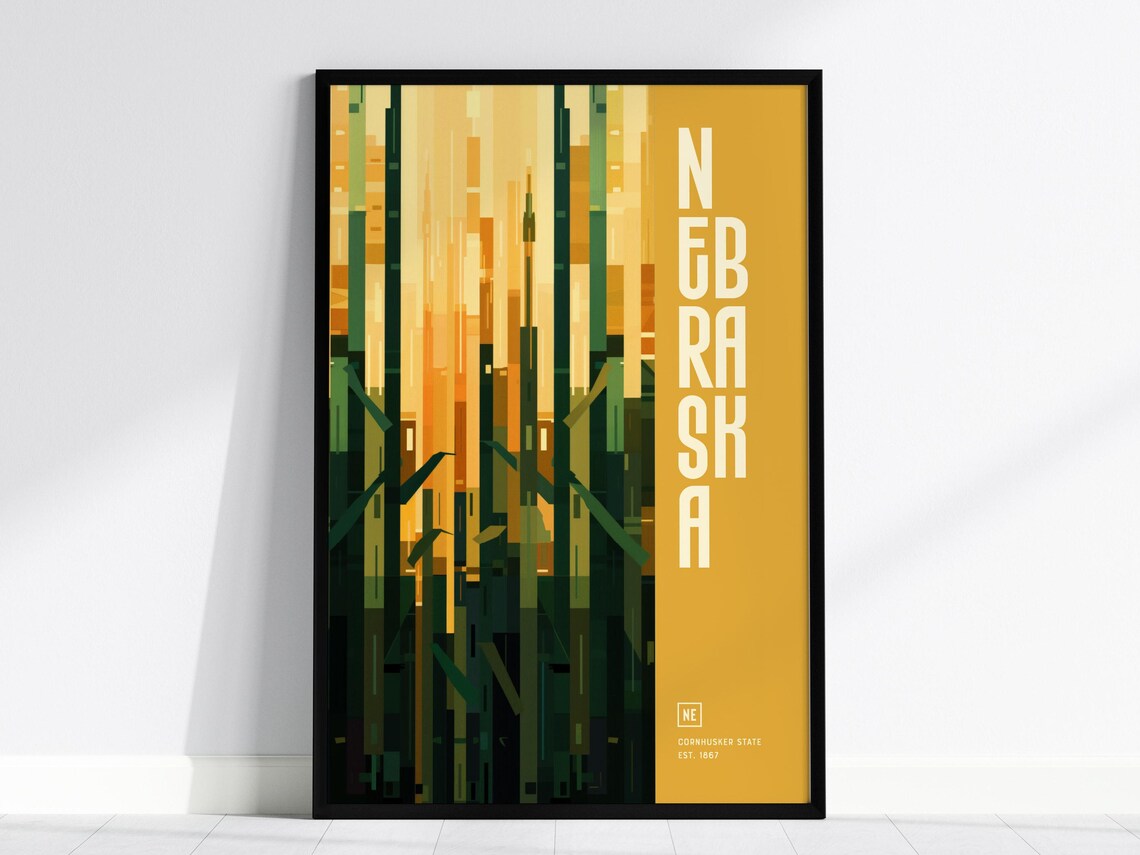 Nebraska Field Minimalist State Poster, Travel Art Print
