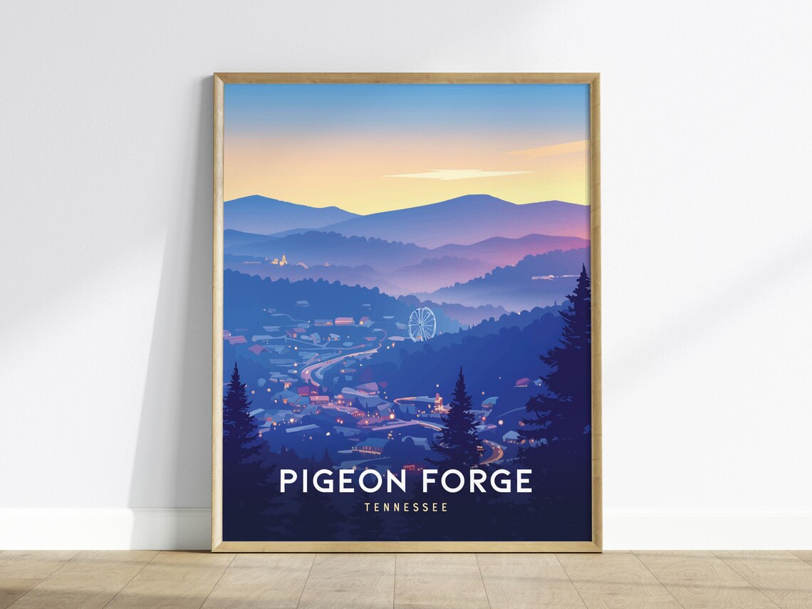 Pigeon Forge Tennessee Travel Poster, Smoky Mountains