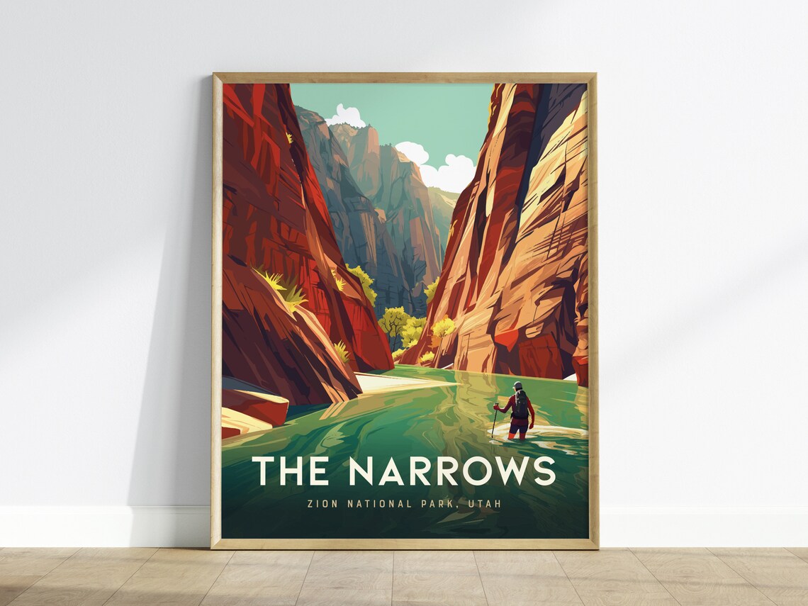 Zion National Park, The Narrows Canyon Travel Poster