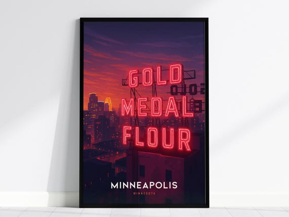 Minneapolis Gold Medal Flour Historic Neon Sign Skyline Poster