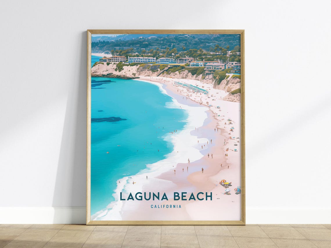 Laguna Beach California Aerial Turquoise Ocean Shore Summer Poster