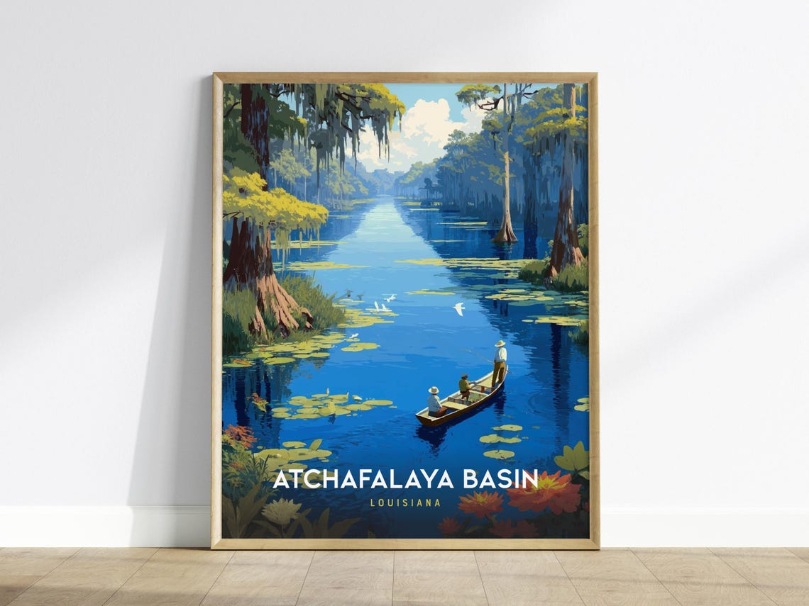 Atchafalaya Basin Louisiana Bayou Cypress Swamp Travel Poster