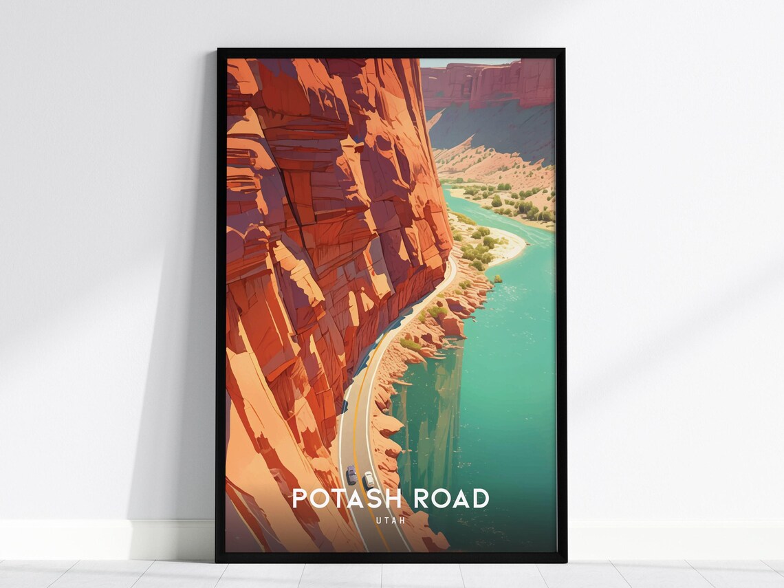 Potash Road Utah Red Rock Canyon River Scenic Desert Travel Poster
