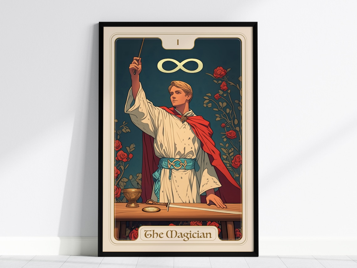 The Magician Tarot Card, Art Nouveau Poster Print