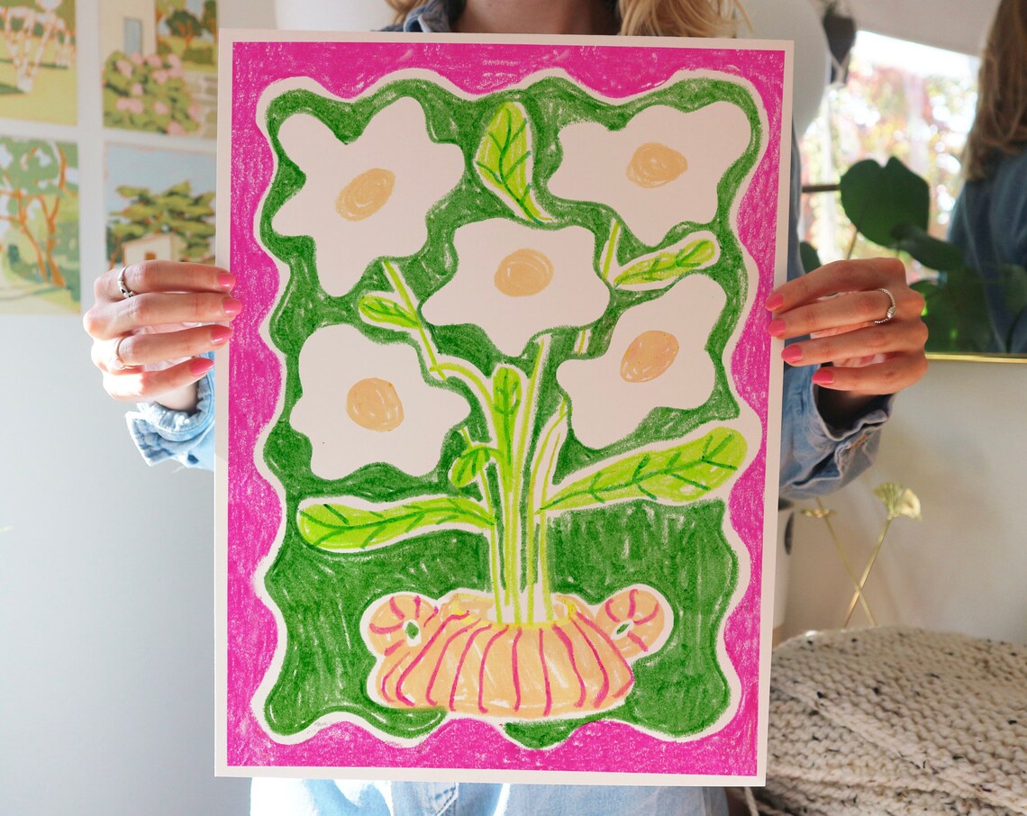 Daisies in a Vase, Contemporary Art Print - Image 3