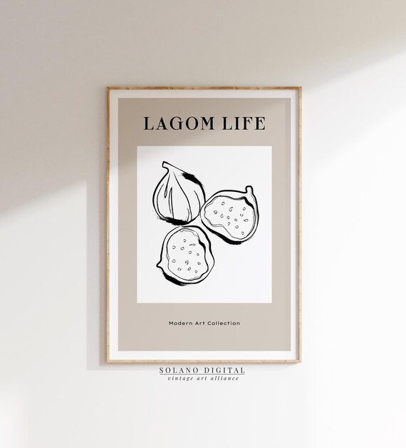 Lagom Life Fig Line Art Minimalist Kitchen Fruit Decor Poster