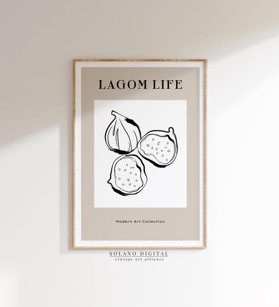 Minimalist Fig Line Art Print Kitchen Wall Black And White Fruit Poster Scandinavian Style Modern