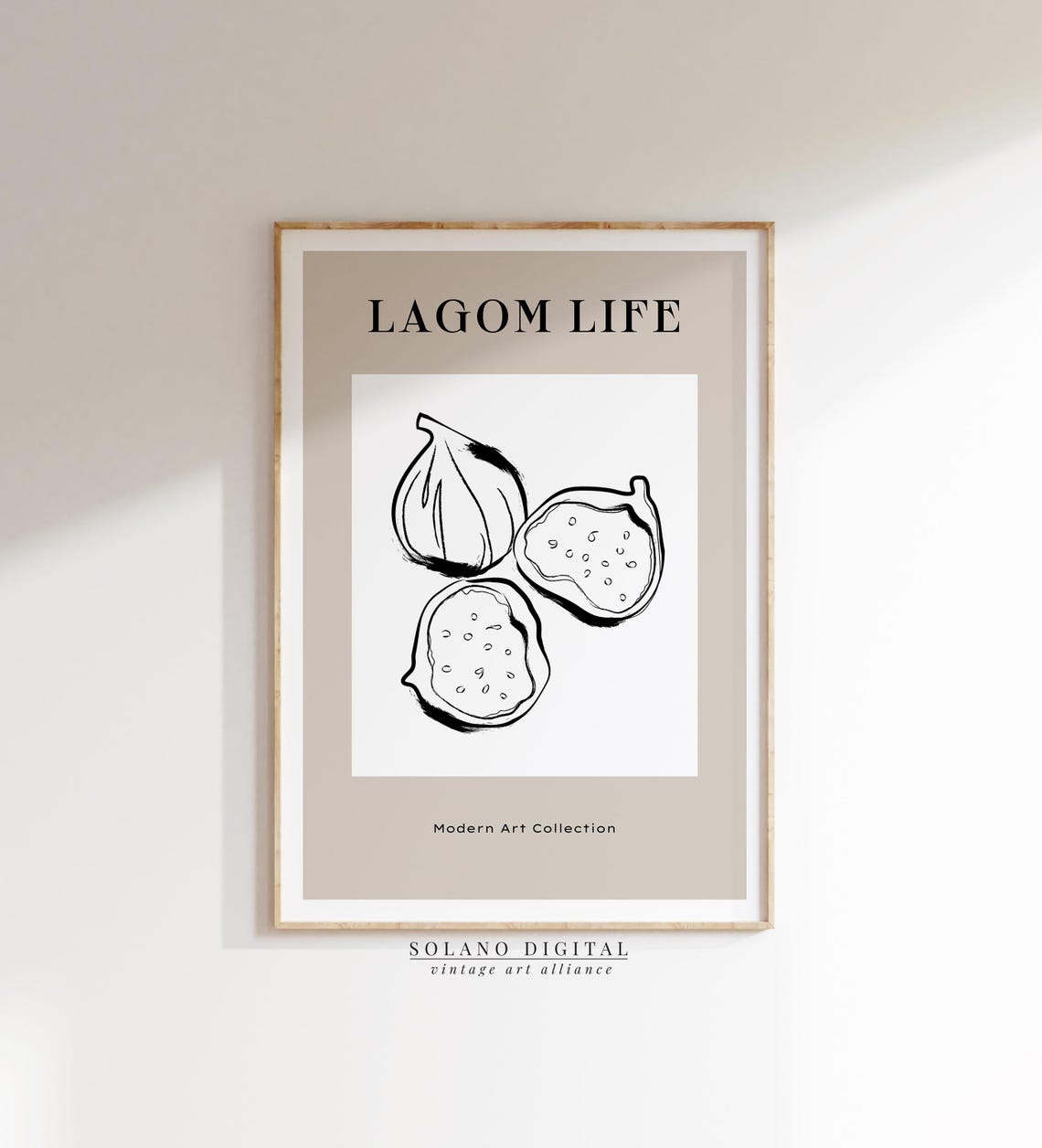 Lagom Life Fig Line Art Minimalist Kitchen Fruit Decor Poster
