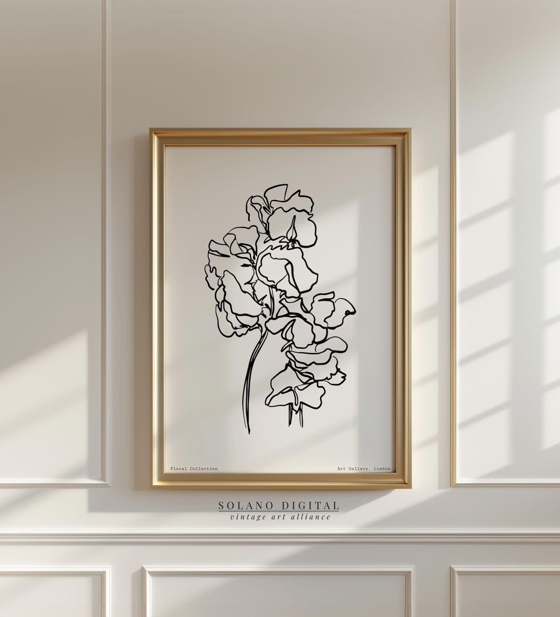 Minimalist Black Line Floral Ink Drawing Gallery Wall Poster