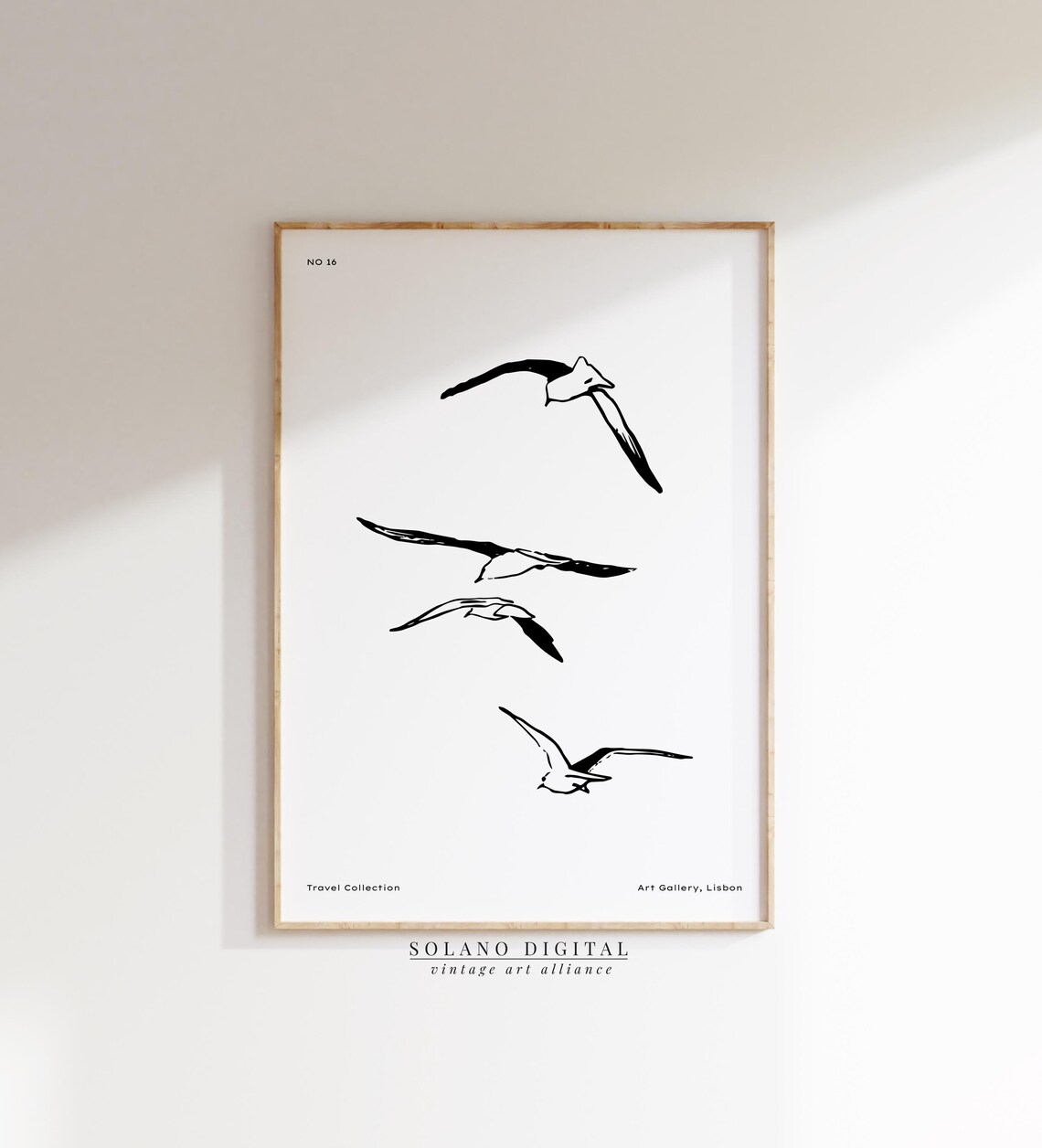 Seagull Line Art Minimalist Bird Illustration Modern Coastal Wall Decor Black White For Home Or Office