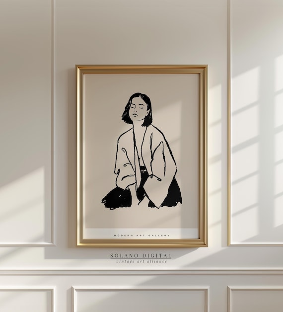 Minimalist Woman Portrait Print Modern Black And White Line Art Poster Fashion Wall Decor