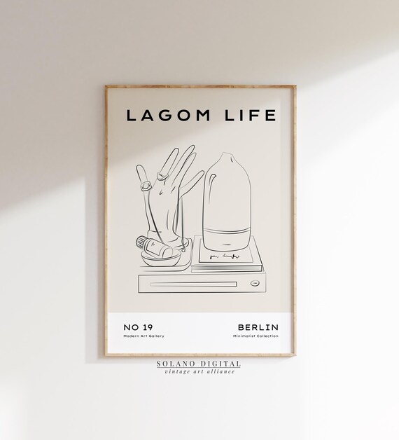 Lagom Life Art Minimalist Line Drawing Of Still Scandinavian Wall Calm Interior Decor Poster