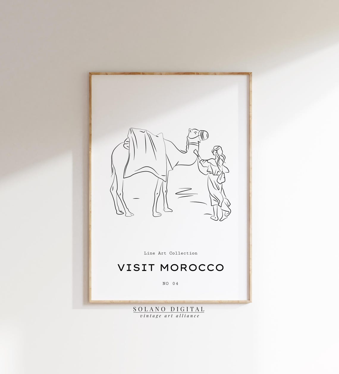 Visit Morocco Camel Line Art Minimalist Desert Travel Poster
