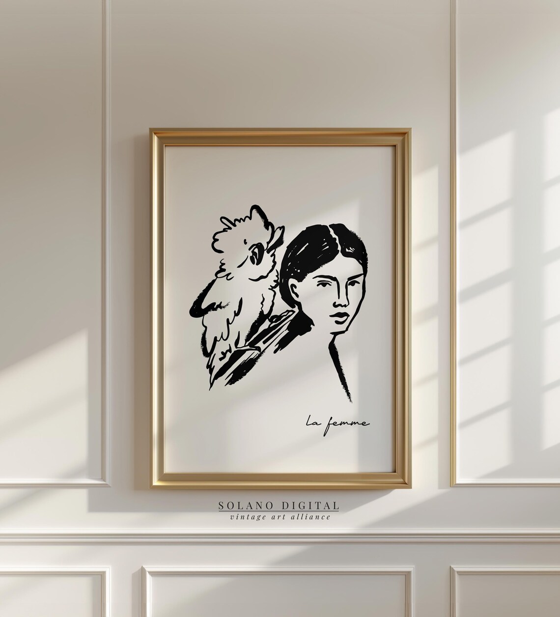 La Femme Minimalist Woman Bird Line Drawing Poster French Art