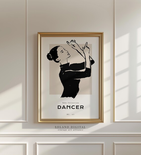 Boho Collection Dancer No 63 Minimalist Black Ink Art Poster