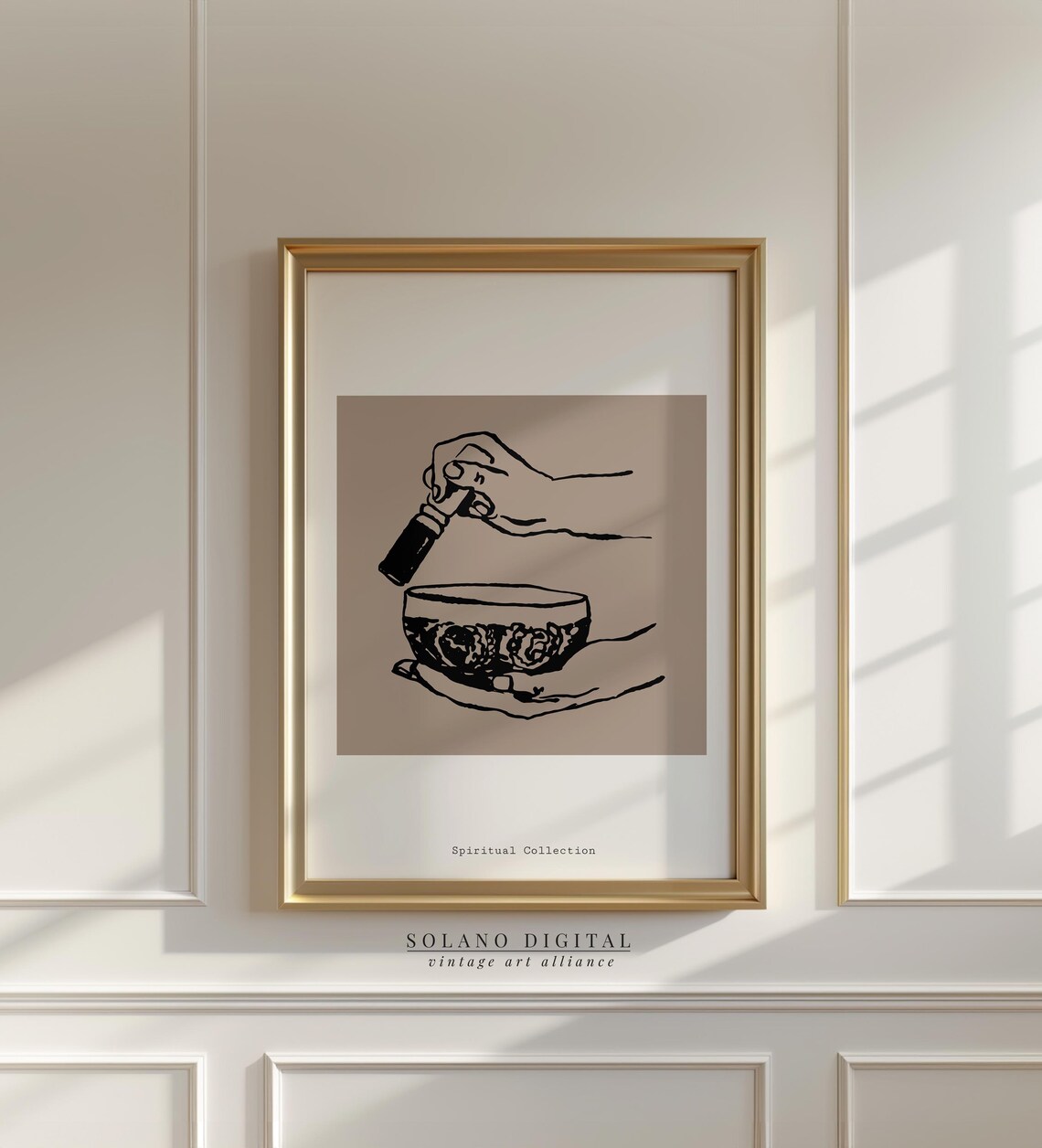 Zen Singing Bowl Spiritual Line Drawing Poster Mindfulness Art