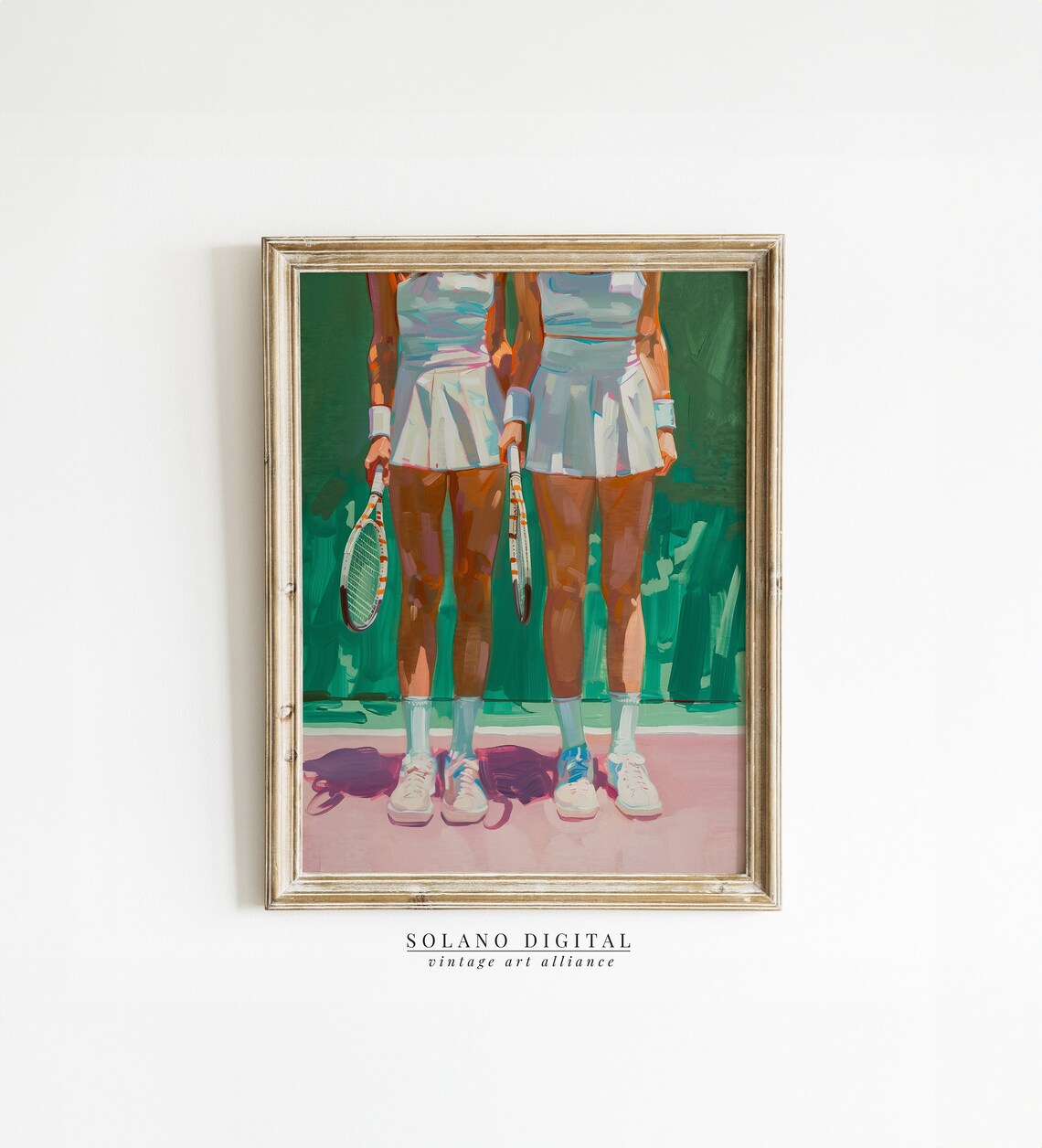 Retro Tennis Girl Maximalist Art Print, Preppy Decor