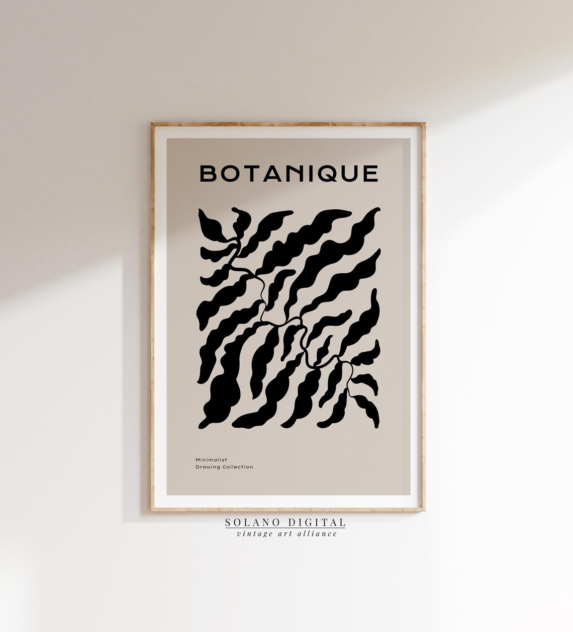 Botanique Black Botanical Leaves Minimalist Drawing Art Poster