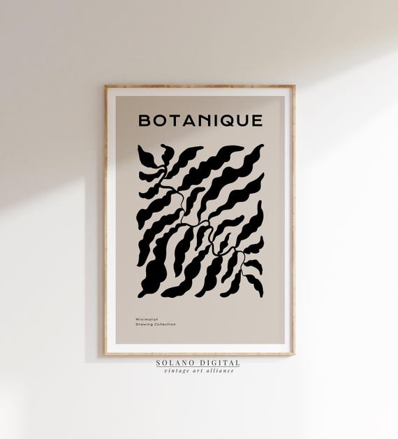 Botanical Wall Art Botanique Minimalist Black Plant Poster Modern Boho For Neutral Home Decor