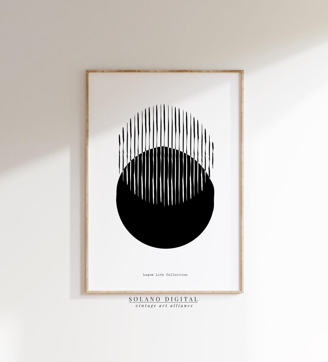 Black And White Abstract Circle Print Minimalist Lagom Wall Art Modern Nordic Neutral Decor Poster