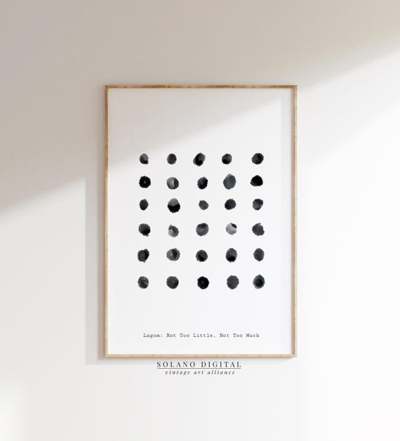 Lagom Scandinavian Quote Art Print, Minimalist Watercolor
