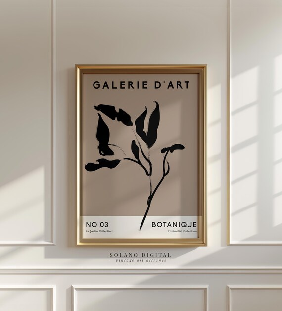 Minimalist Botanical Wall Art Modern Black And White Plant Illustration Gallery Style Poster