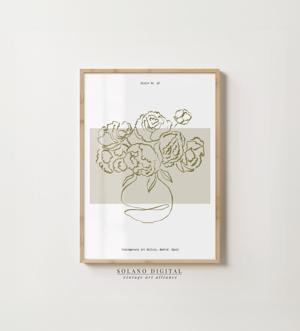 Peonies in Vase Minimalist Line Drawing Print No. 40 Botanical Art