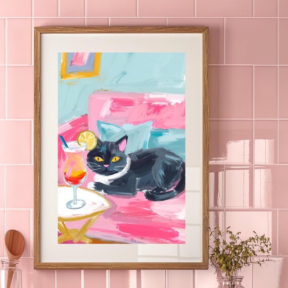 Cozy Kitty Couch Illustration, Cute Cat Lovers Gift