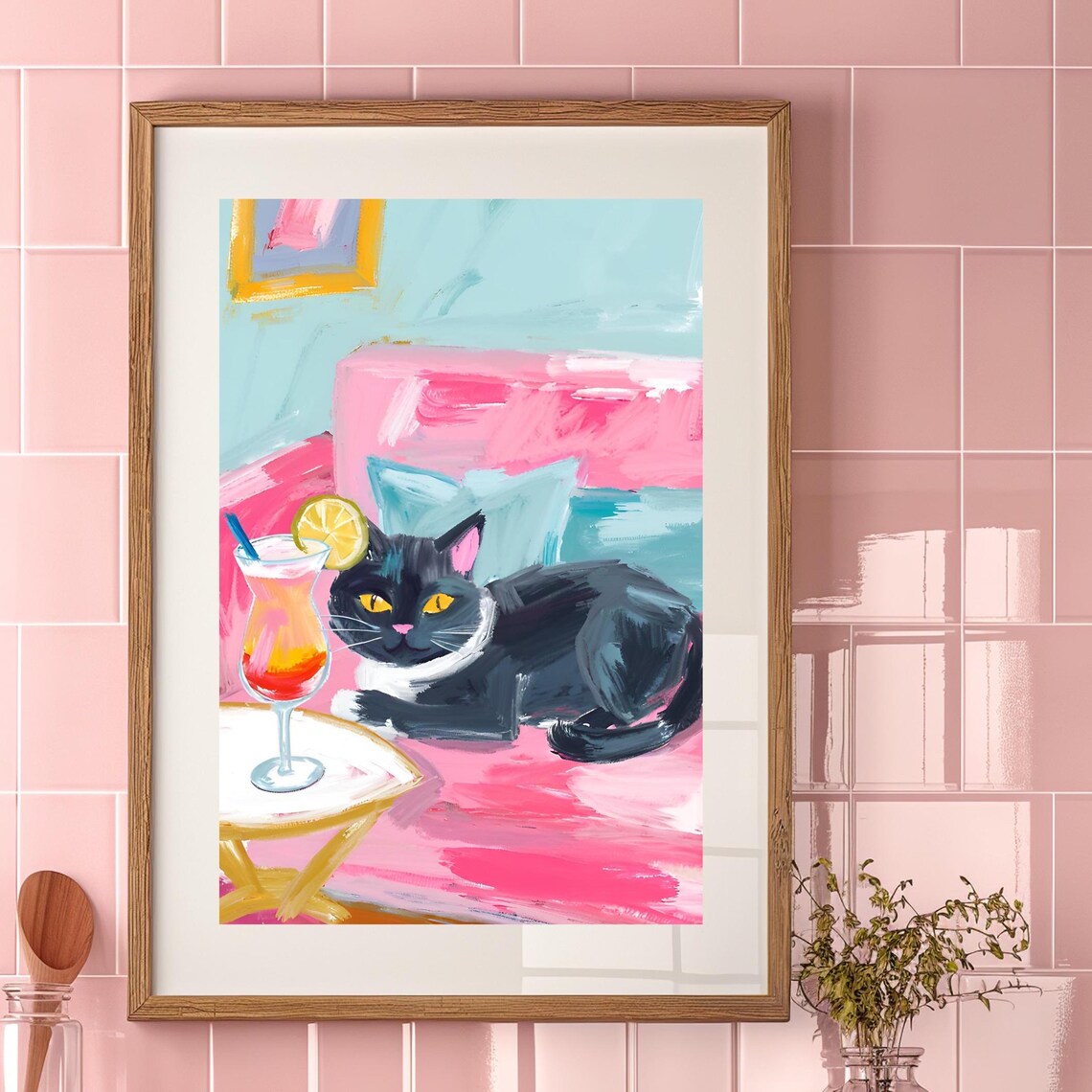 Cozy Kitty Couch Illustration, Cute Cat Lovers Gift