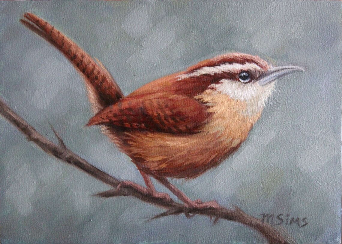 Carolina Wren Bird Painting, Open Edition Art Print