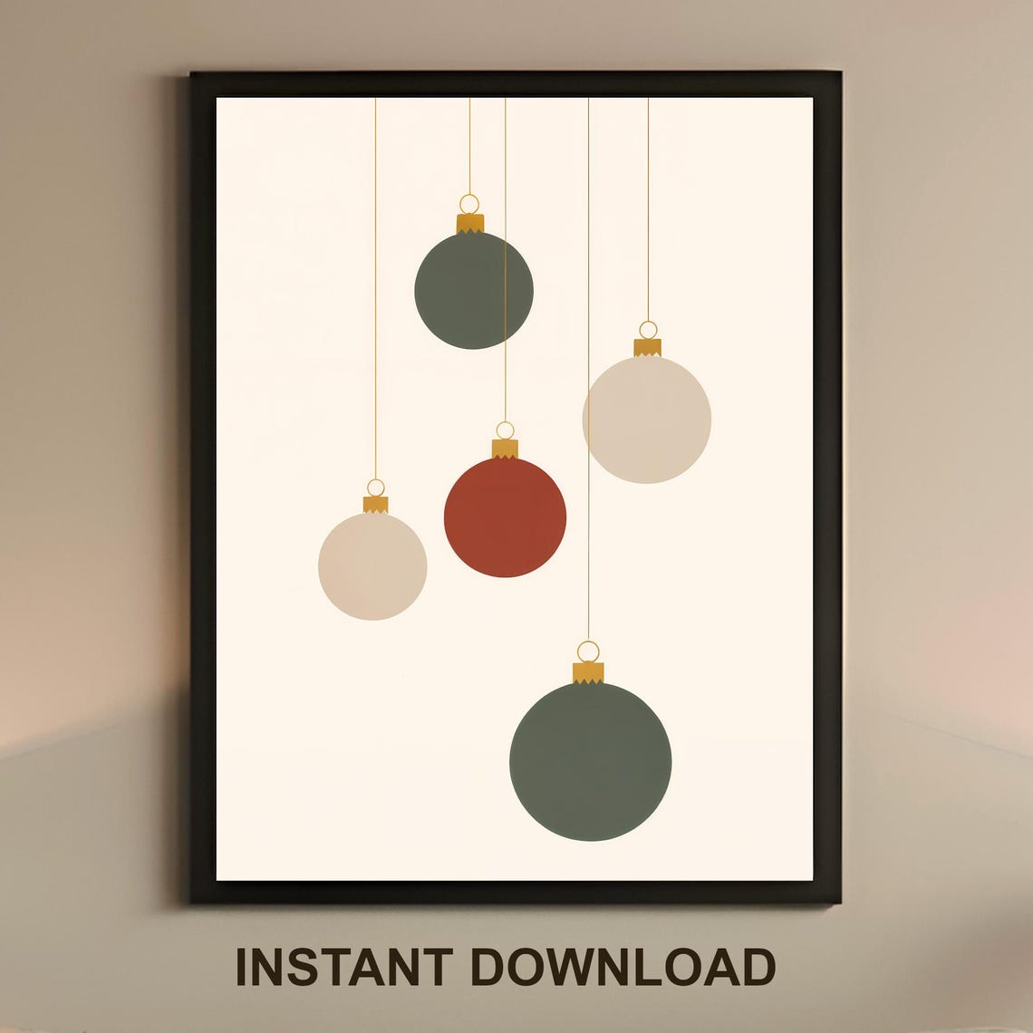 Christmas Ornaments Wall Art Modern Minimalist Scandinavian Holiday Poster Print