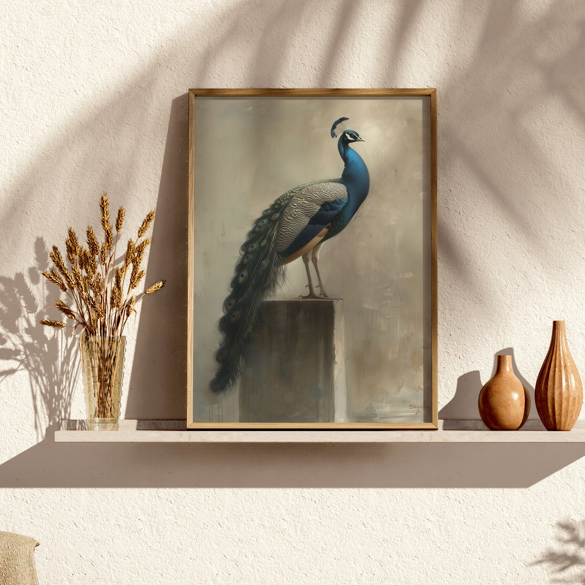 Vintage Peacock Painting Wildlife Art Bird Art Wildlife Decor Bird Painting Animal Decor Farmhouse Art Art