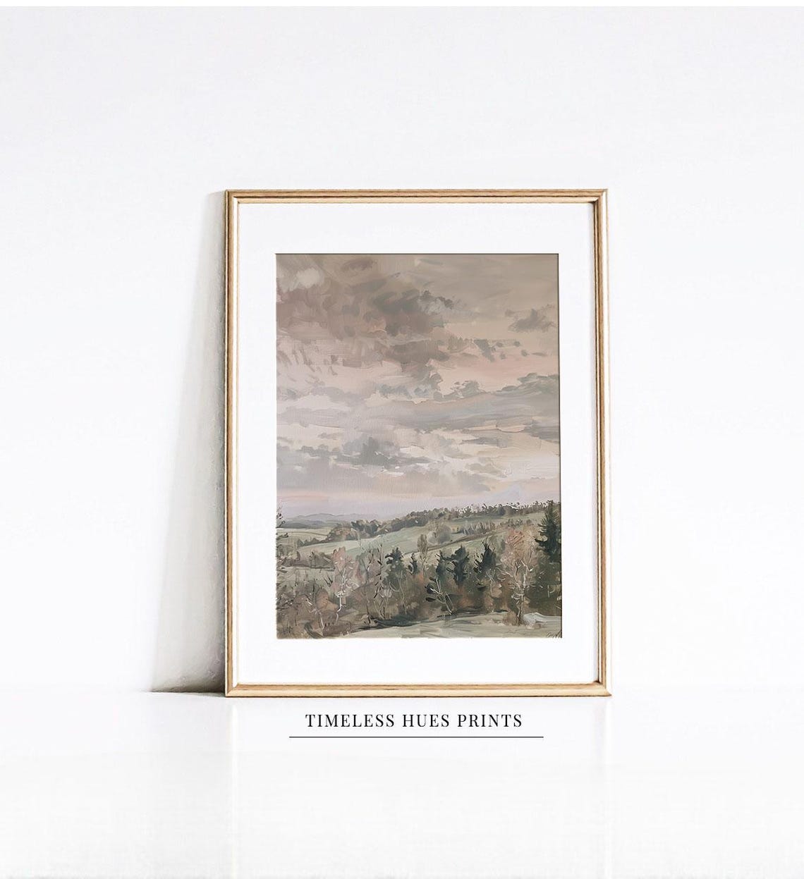 English Countryside Watercolor Landscape Rolling Hills Poster