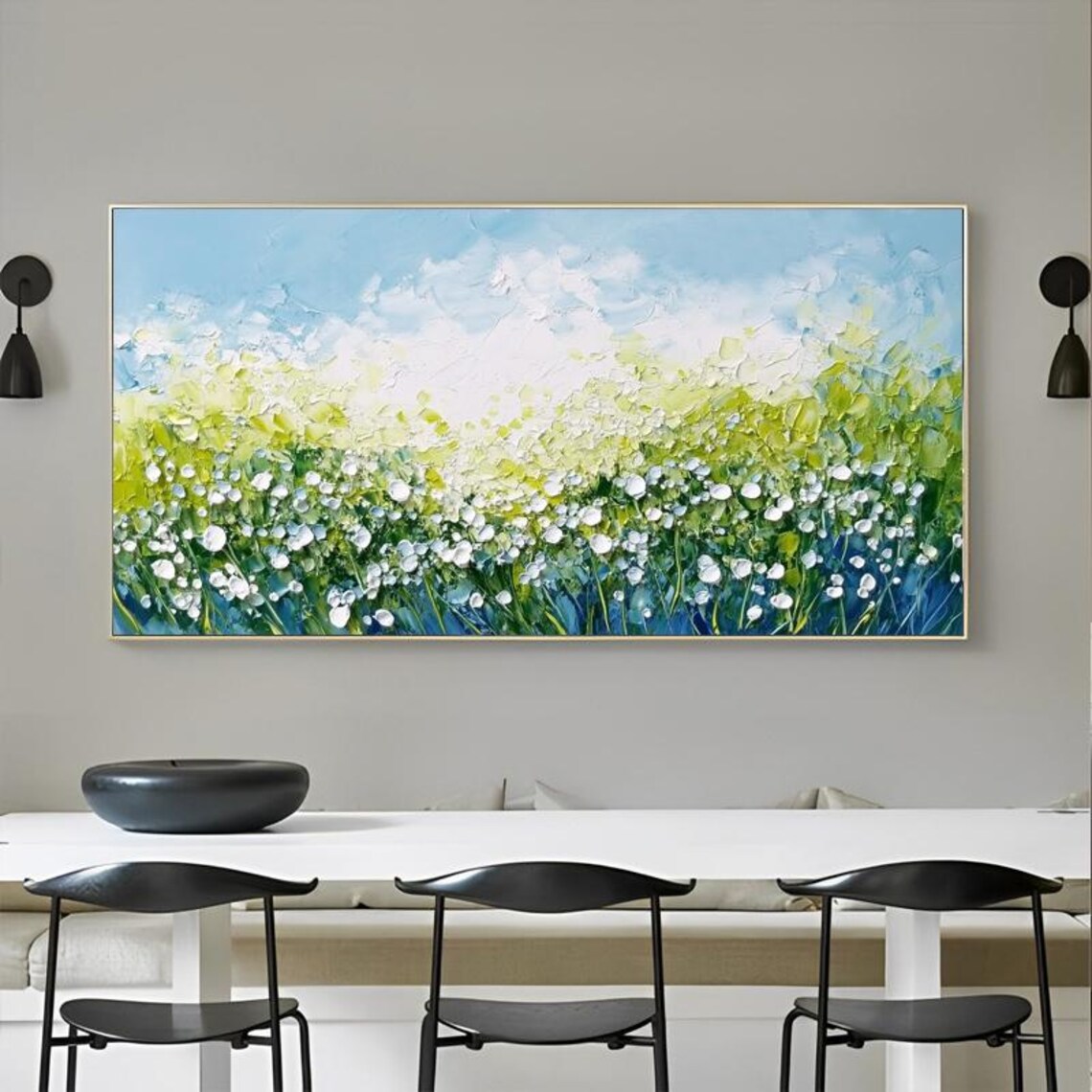 White Baby Breath Flower Field in a Spring Meadow Art Poster - Image 4