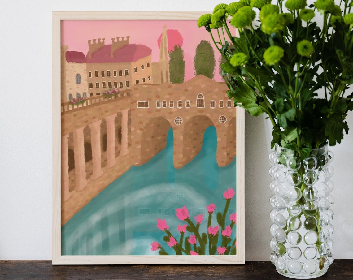 Bath City Retro Travel Poster