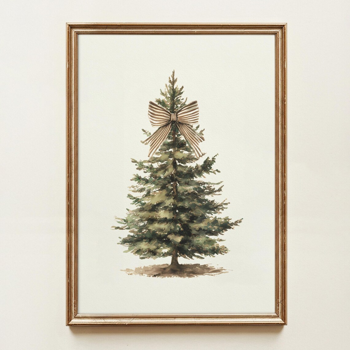 Christmas Tree Art Print, Rustic Vintage Holiday Decor