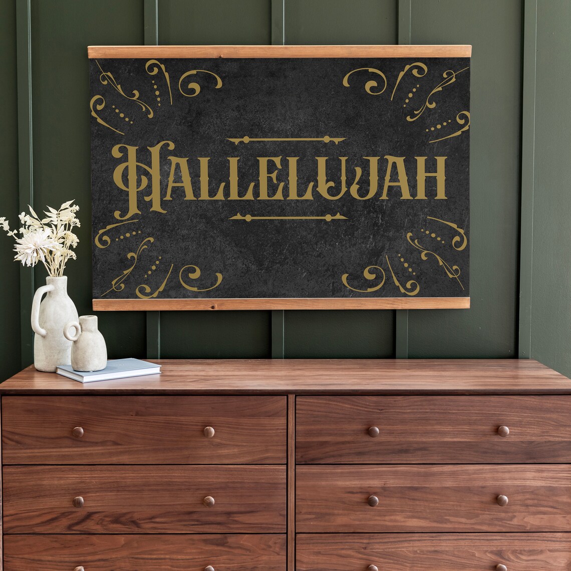Gold Hallelujah Black Vintage Gospel Typography Quote Poster - Image 2