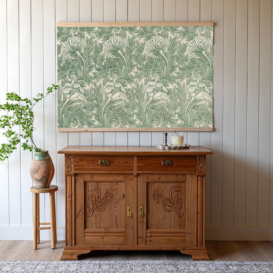 Green Acanthus Leaf Pattern William Morris Style Botanical Poster - Image 3