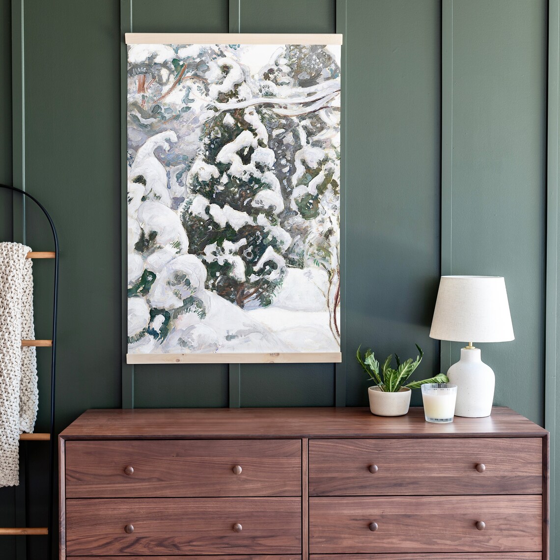 White Christmas Tree Nature Scene, Holiday Wall Art Print - Image 2