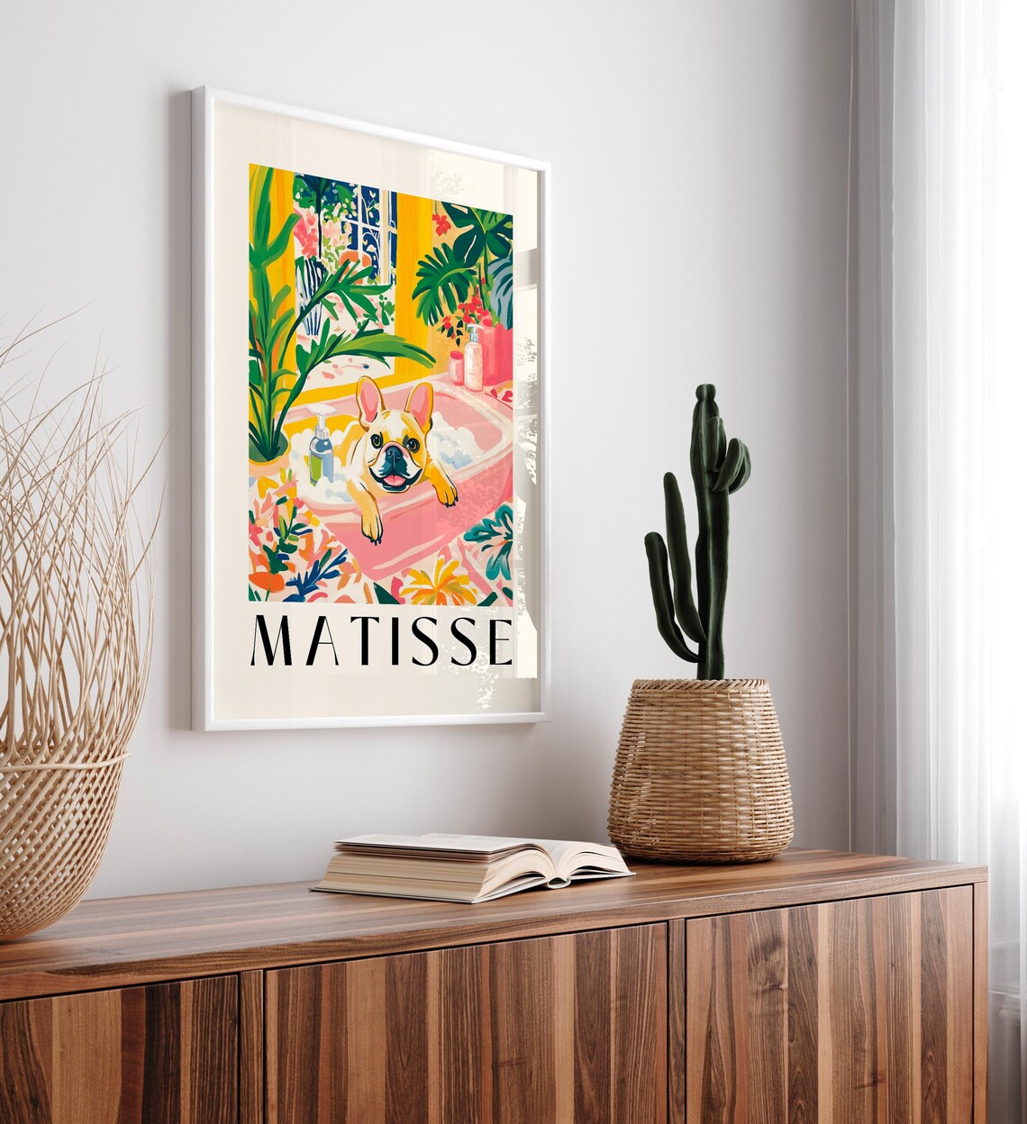 French Bulldog in Bathtub, Matisse-Inspired Poster - Image 5