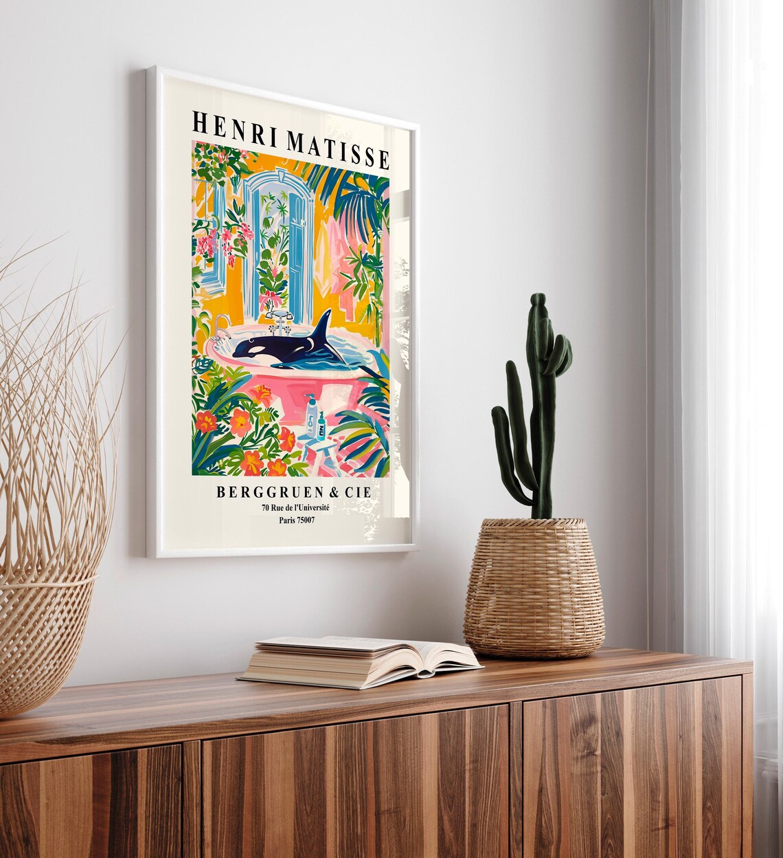 Orca In Bathtub, Matisse-Inspired Bathroom Art Print - Image 6