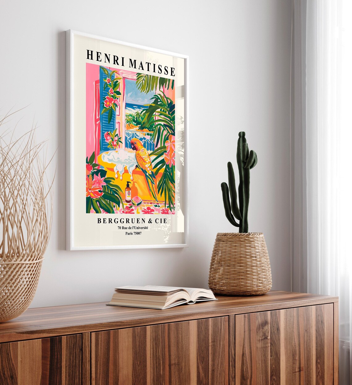 Parrot in Bathtub Pink Maximalist Bathroom Poster - Image 5