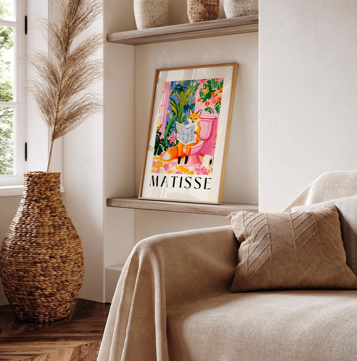 Fox On A Toilet Funny Bathroom Wall Art Print - Image 3