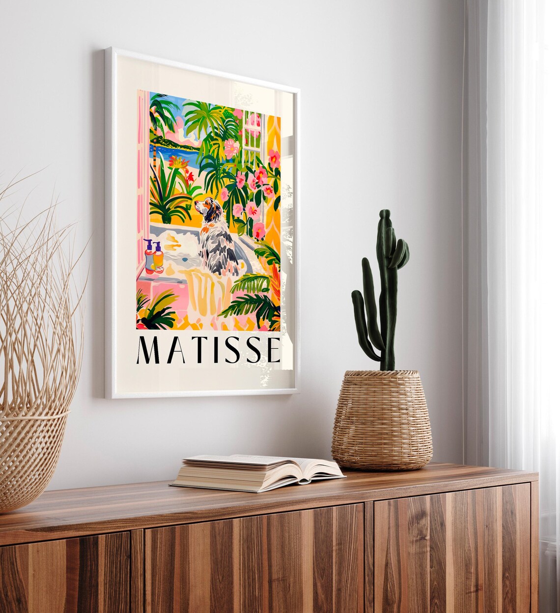 Australian Shepherd In Bathtub, Matisse-Inspired Art Print - Image 3