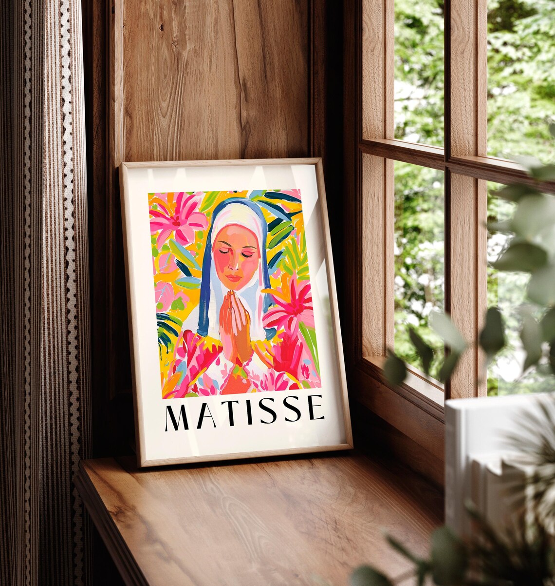 Praying Nun Christian Art Print, Matisse-Inspired - Image 6
