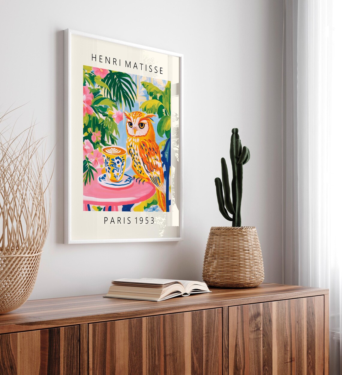 Owl Drinking Coffee Poster, Maximalist Kitchen Decor - Image 4
